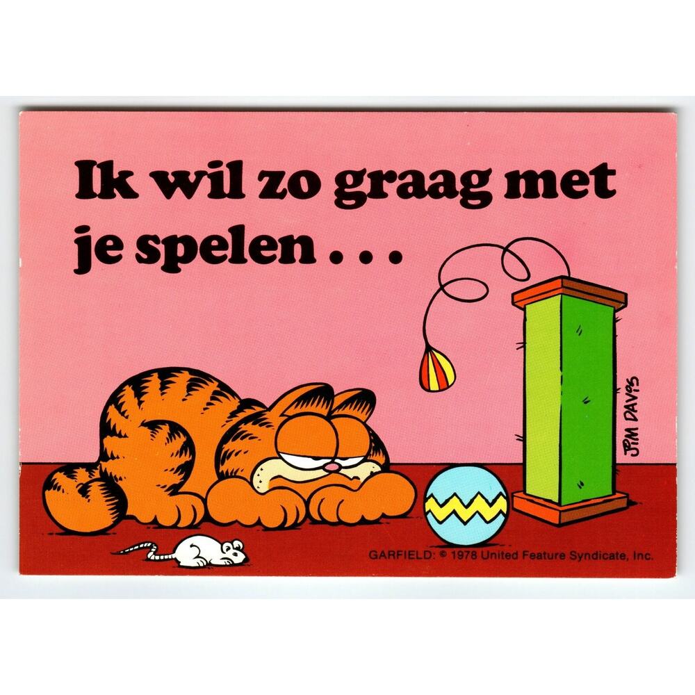 Vintage 1978 Garfield Comic Postcard - Jim Davis Illustration Dutch Edition
